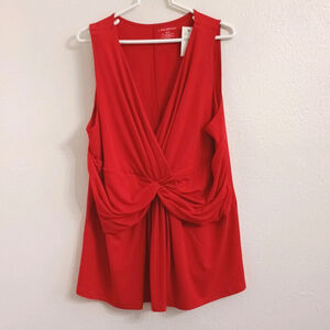 NWT Lane Bryant Plus Size 22/24 Red Twist Front Sleeveless Top Shirt Stretch